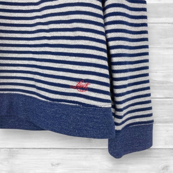 Levi's Blue Gray Striped Sweatshirt Logo Crew Neck XL - Picture 5 of 5